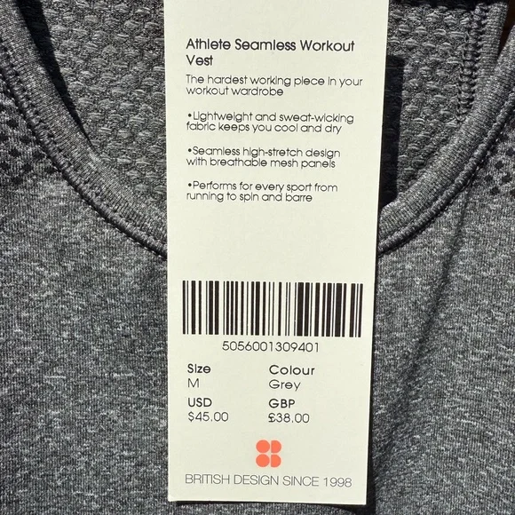 Sweaty Betty,London Gray and Black Ombre racer back Tank Top - Picture 5 of 8